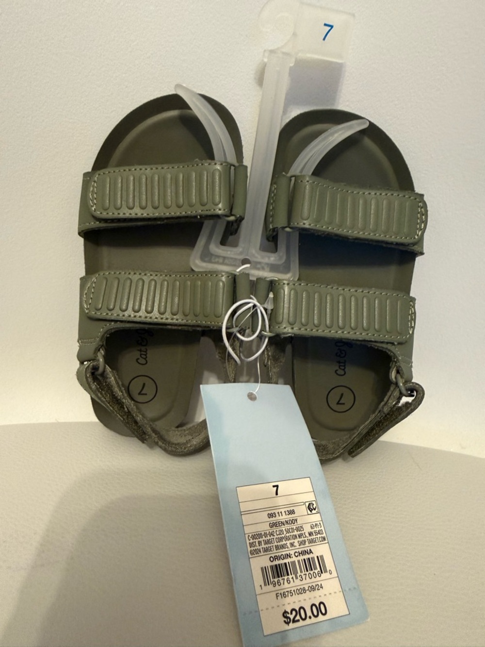 ☀️🌊Kids Cat and Jack Olive Green Adjustable Strap Sandals